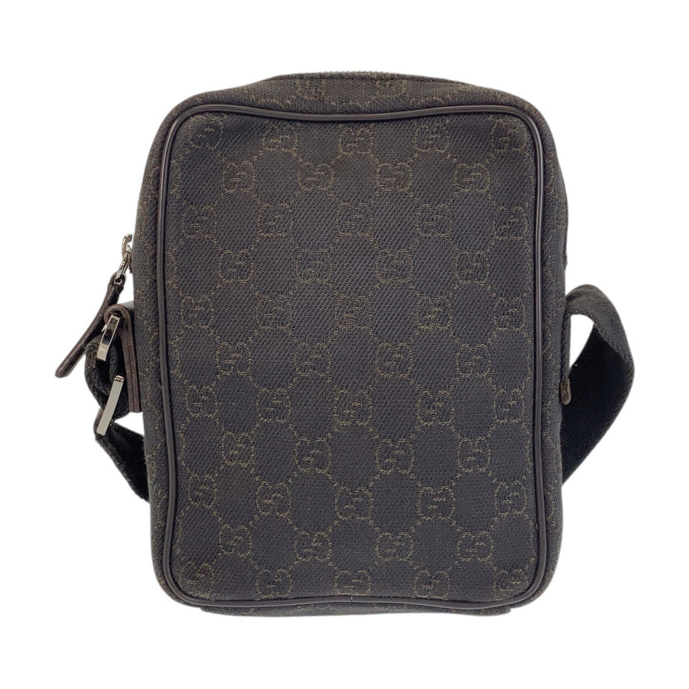 GUCCI Shoulder Bag 101680 GG canvas, leather Brown Silver Metal Shoulder Bag pochette Women Used Authentic