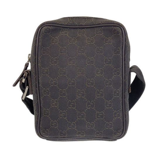 GUCCI Shoulder Bag 101680 GG canvas, leather Brown Silver Metal Shoulder Bag pochette Women Used Authentic