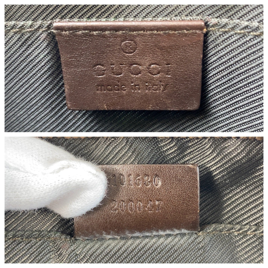 GUCCI Shoulder Bag 101680 GG canvas, leather Brown Silver Metal Shoulder Bag pochette Women Used Authentic