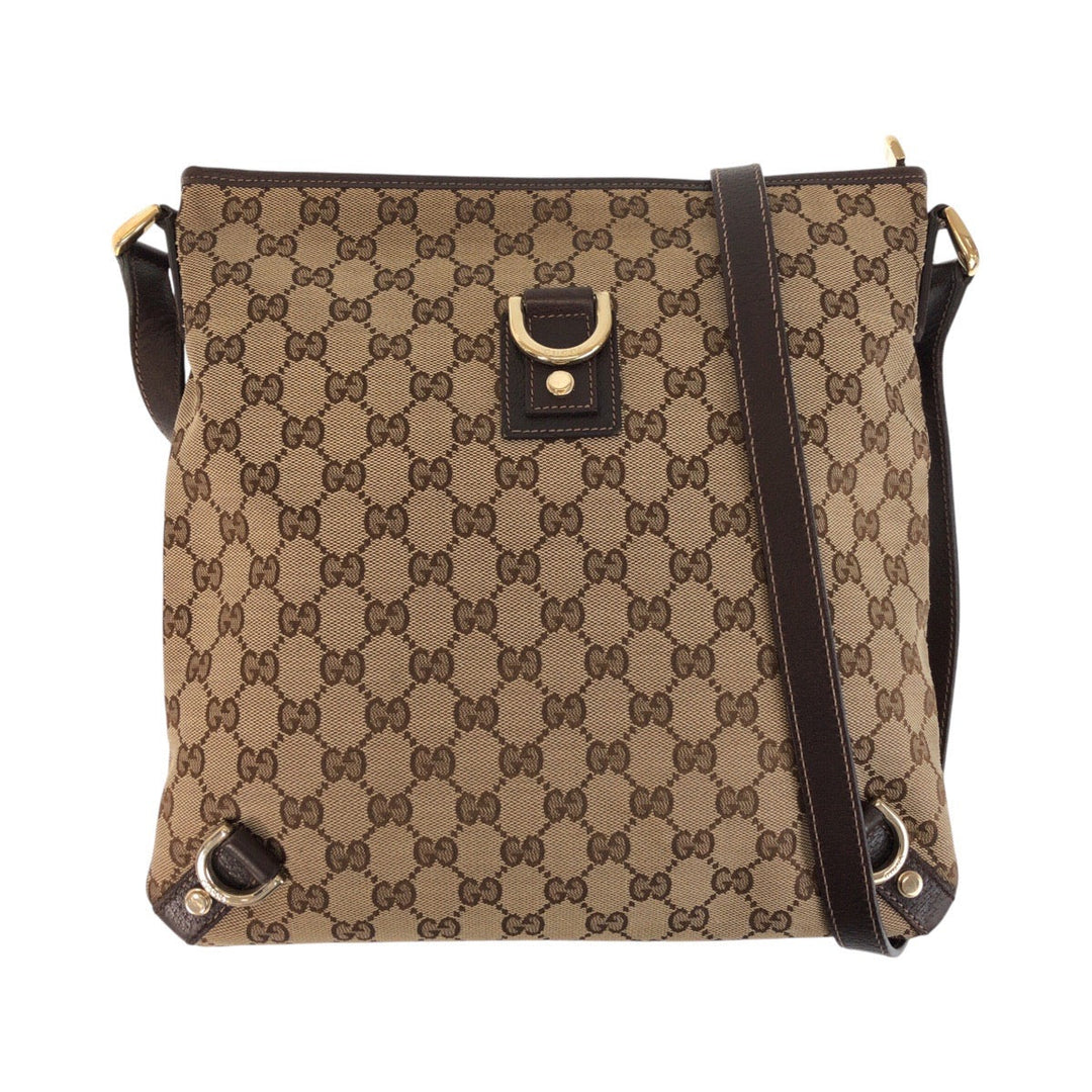 GUCCI Shoulder Bag 131326 GG canvas, leather Beige Brown Gold Metal Shoulder Bag Messenger bag Abbey Women Used Authentic