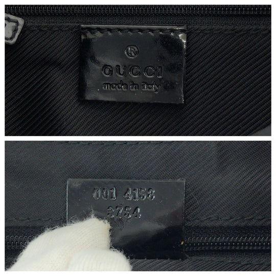 GUCCI Shoulder Bag 001 4158 GG canvas, enamel Black GoldMetal Hobo One Shoulder Bag Women Used Authentic