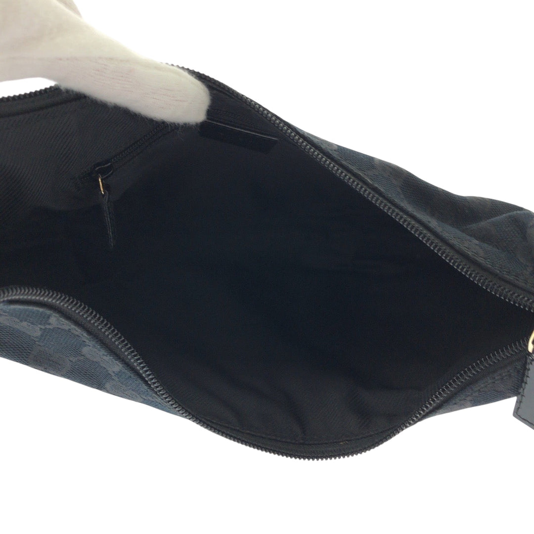 GUCCI Shoulder Bag 001 4158 GG canvas, enamel Black GoldMetal Hobo One Shoulder Bag Women Used Authentic
