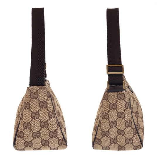 GUCCI Shoulder Bag 106644 GG canvas Brown Beige Gold Metal Shoulder Bag accessory pouch Women Used Authentic