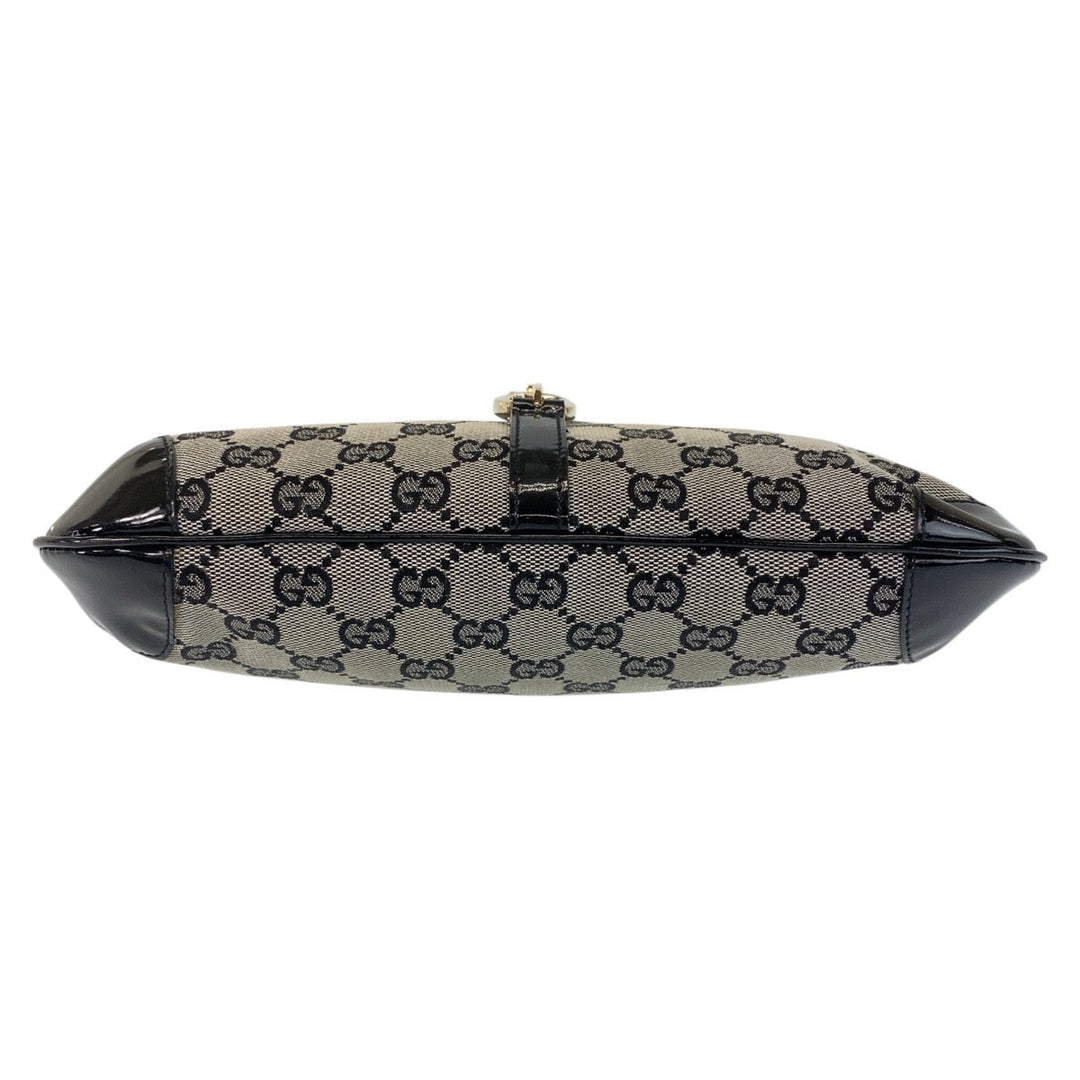 GUCCI Shoulder Bag 14147 GG canvas, enamel Black GoldMetal Women Used Authentic