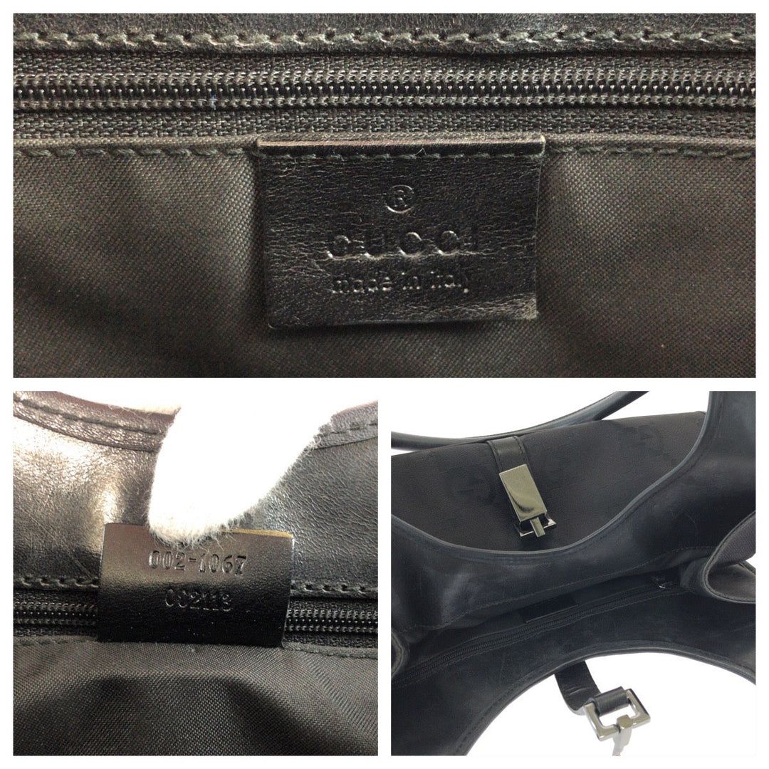 GUCCI Shoulder Bag 002 1067 GG canvas black Hobo One Shoulder Bag Jackie Women Used Authentic
