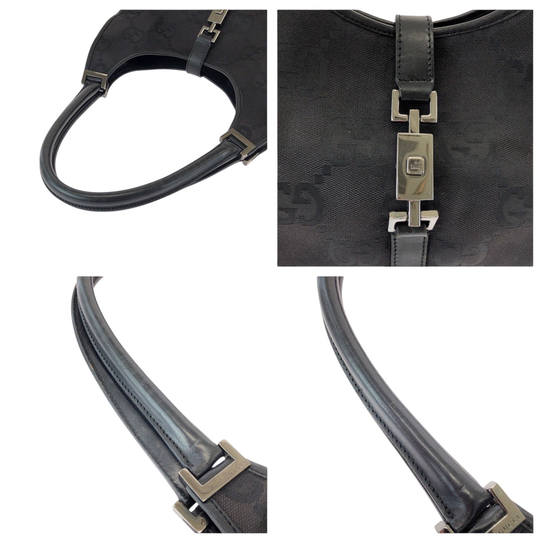 GUCCI Shoulder Bag 002 1067 GG canvas black Hobo One Shoulder Bag Jackie Women Used Authentic