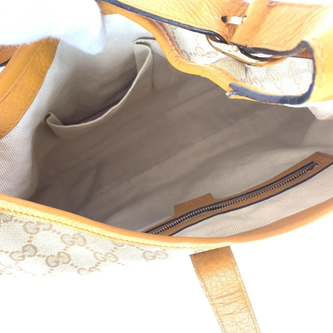 GUCCI Shoulder Bag 277520 GG canvas, leather Yellow Beige Gold Metal Sherry Line New Jackie Hobo Women Used Authentic