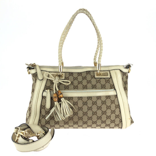 GUCCI Shoulder Bag 282300 GG canvas Beige Ivory Gold Metal Shoulder Bag Handbag 2way Bella Women Used Authentic