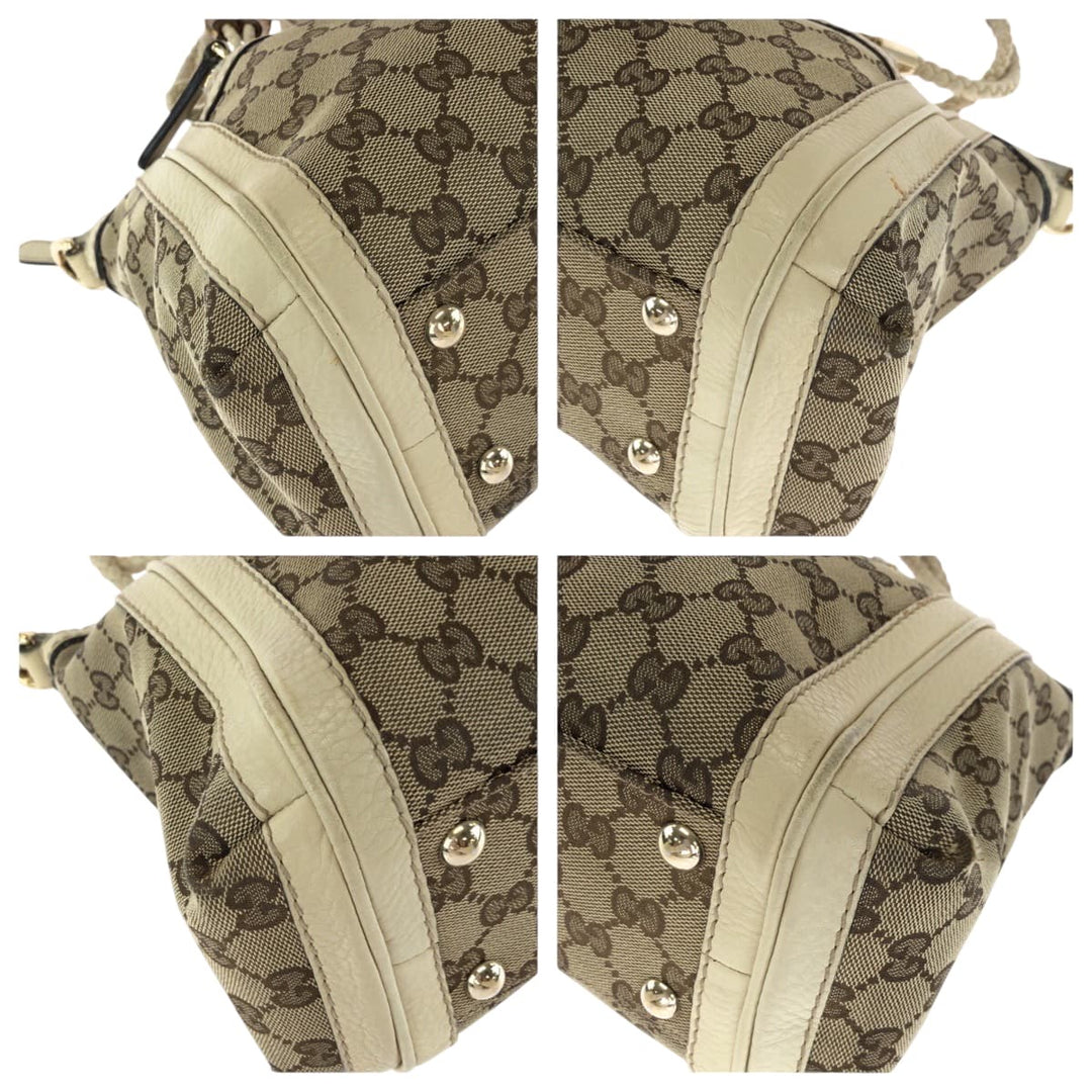GUCCI Shoulder Bag 282300 GG canvas Beige Ivory Gold Metal Shoulder Bag Handbag 2way Bella Women Used Authentic