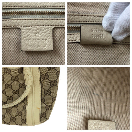 GUCCI Shoulder Bag 282300 GG canvas Beige Ivory Gold Metal Shoulder Bag Handbag 2way Bella Women Used Authentic