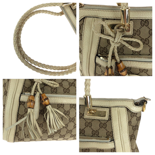 GUCCI Shoulder Bag 282300 GG canvas Beige Ivory Gold Metal Shoulder Bag Handbag 2way Bella Women Used Authentic