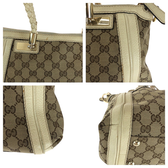 GUCCI Shoulder Bag 282300 GG canvas Beige Ivory Gold Metal Shoulder Bag Handbag 2way Bella Women Used Authentic