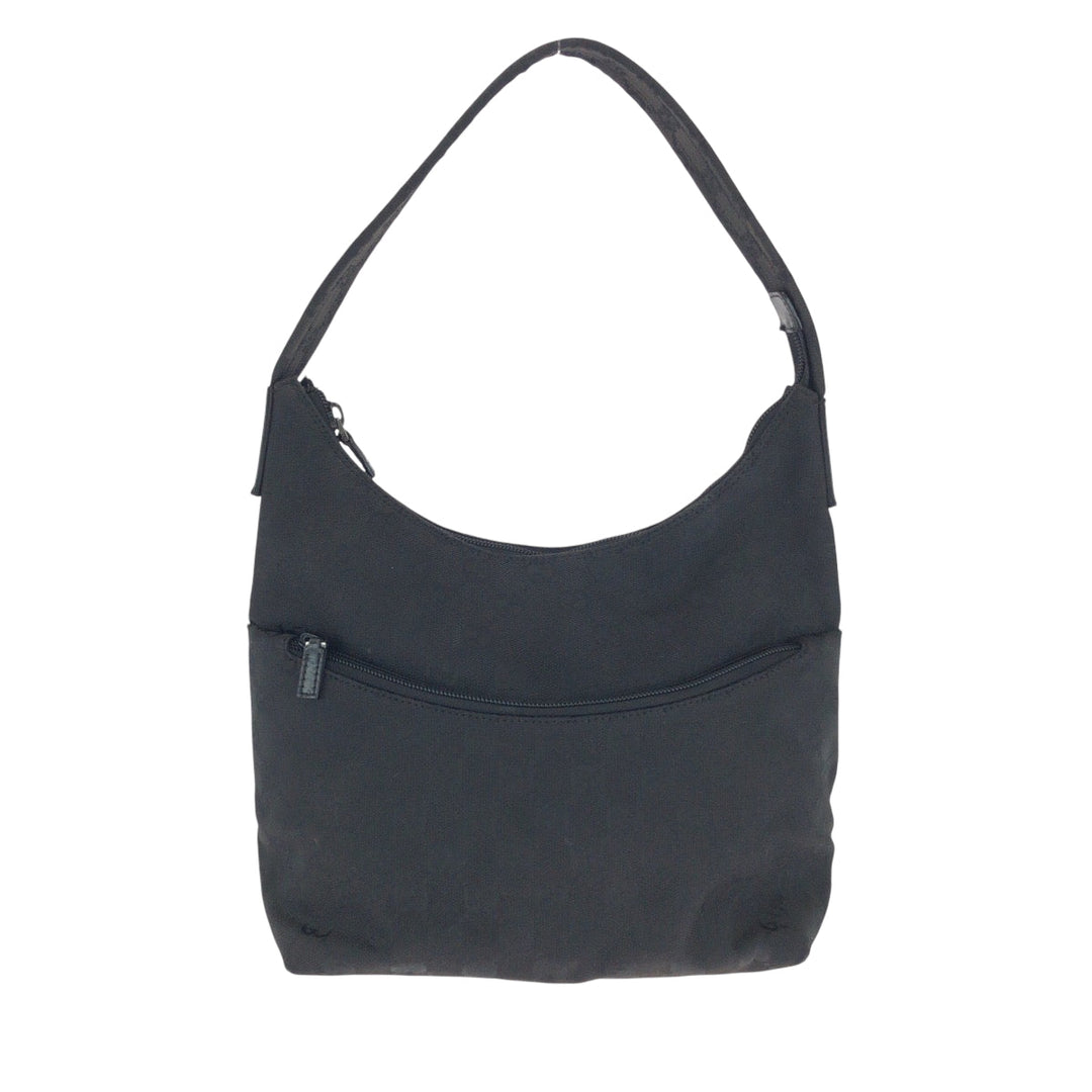 GUCCI Shoulder Bag 001 3386 GG canvas Black SilverMetal Hobo One Shoulder Bag Women Used Authentic
