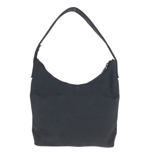 GUCCI Shoulder Bag 001 3386 GG canvas Black SilverMetal Hobo One Shoulder Bag Women Used Authentic