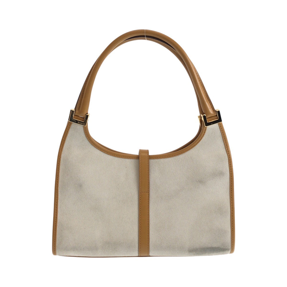 GUCCI Shoulder Bag 002 1068 Suede, Leather Gray Camel Gold Metal Jackie Women Used Authentic