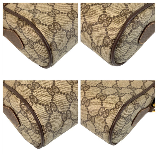 GUCCI Shoulder Bag 119 02 087 PVC, Leather Brown Beige Gold Metal Shoulder Bag pochette Sherry Line Old Gucci Women Used Authentic