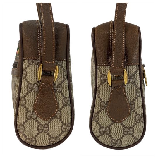 GUCCI Shoulder Bag 119 02 087 PVC, Leather Brown Beige Gold Metal Shoulder Bag pochette Sherry Line Old Gucci Women Used Authentic