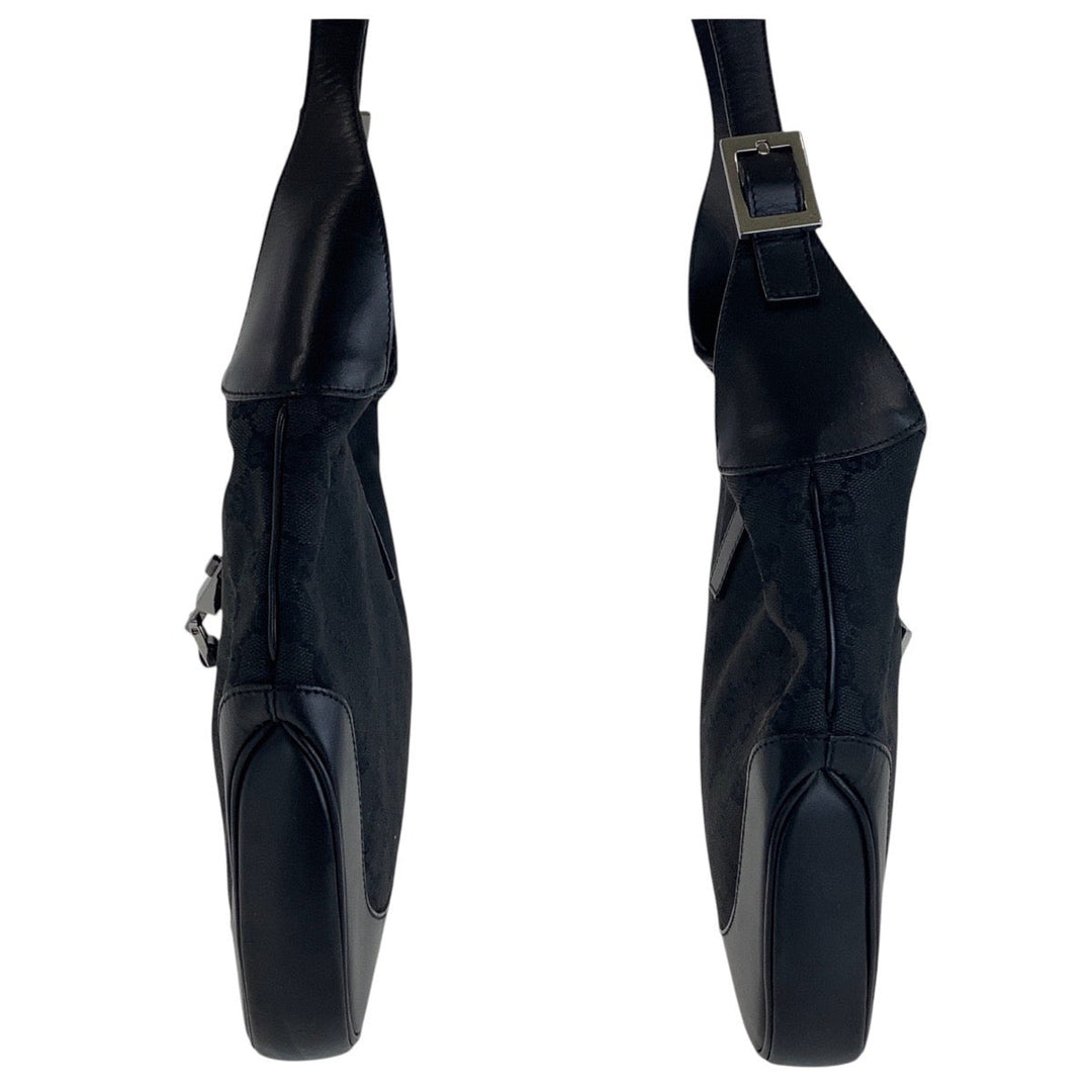 GUCCI Shoulder Bag 00963 GG canvas, leather black Jackie Women Used Authentic