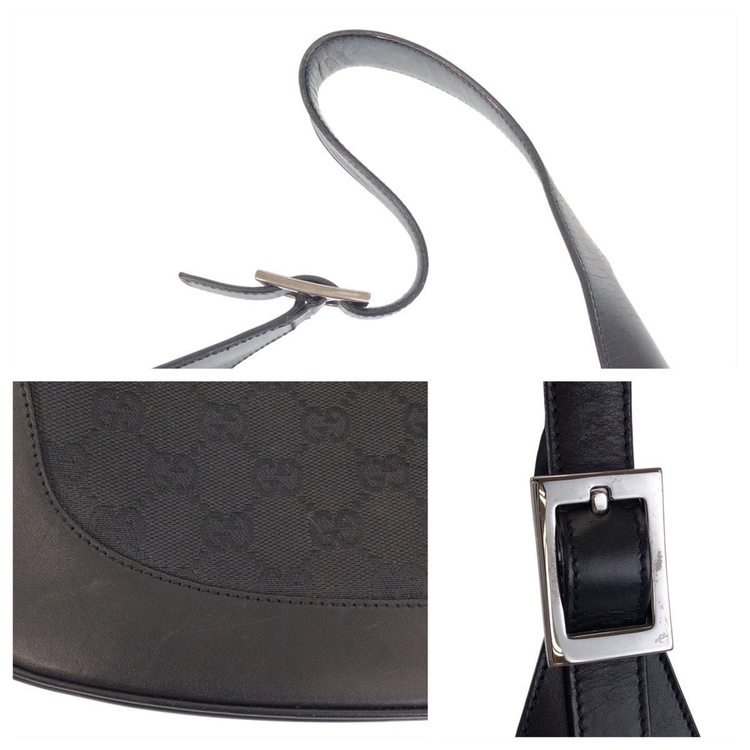 GUCCI Shoulder Bag 00963 GG canvas, leather black Jackie Women Used Authentic