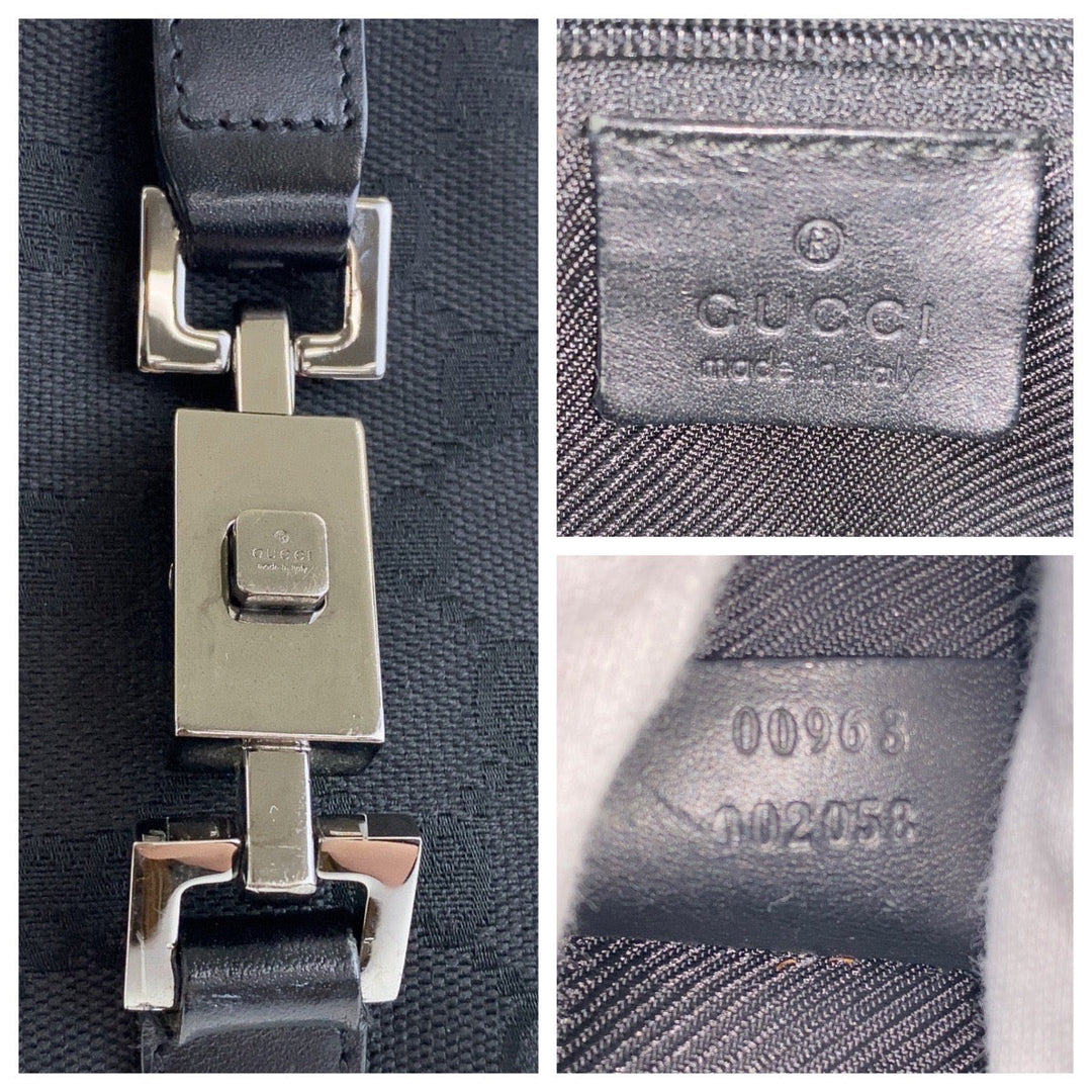 GUCCI Shoulder Bag 00963 GG canvas, leather black Jackie Women Used Authentic