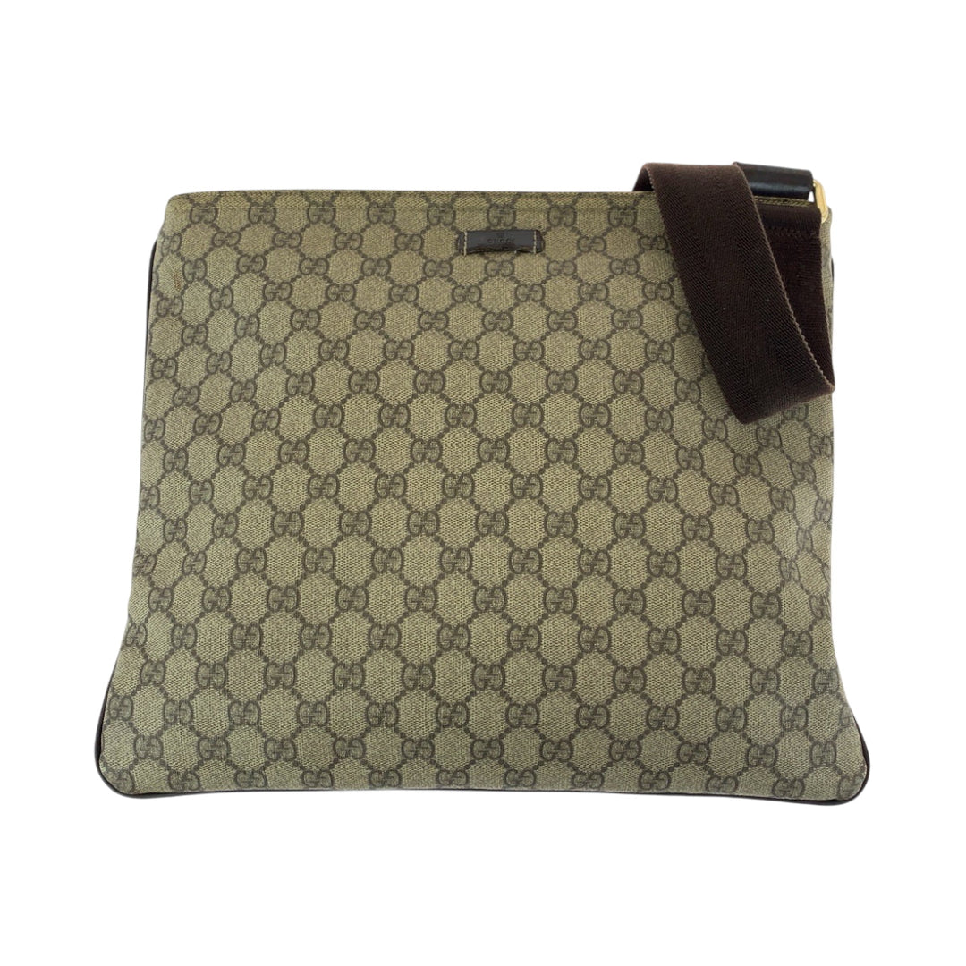 GUCCI Shoulder Bag 201446 GG Supreme Canvas Beige Brown Gold Metal Shoulder Bag pochette mens Used Authentic