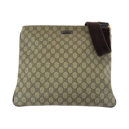 GUCCI Shoulder Bag 201446 GG Supreme Canvas Beige Brown Gold Metal Shoulder Bag pochette mens Used Authentic