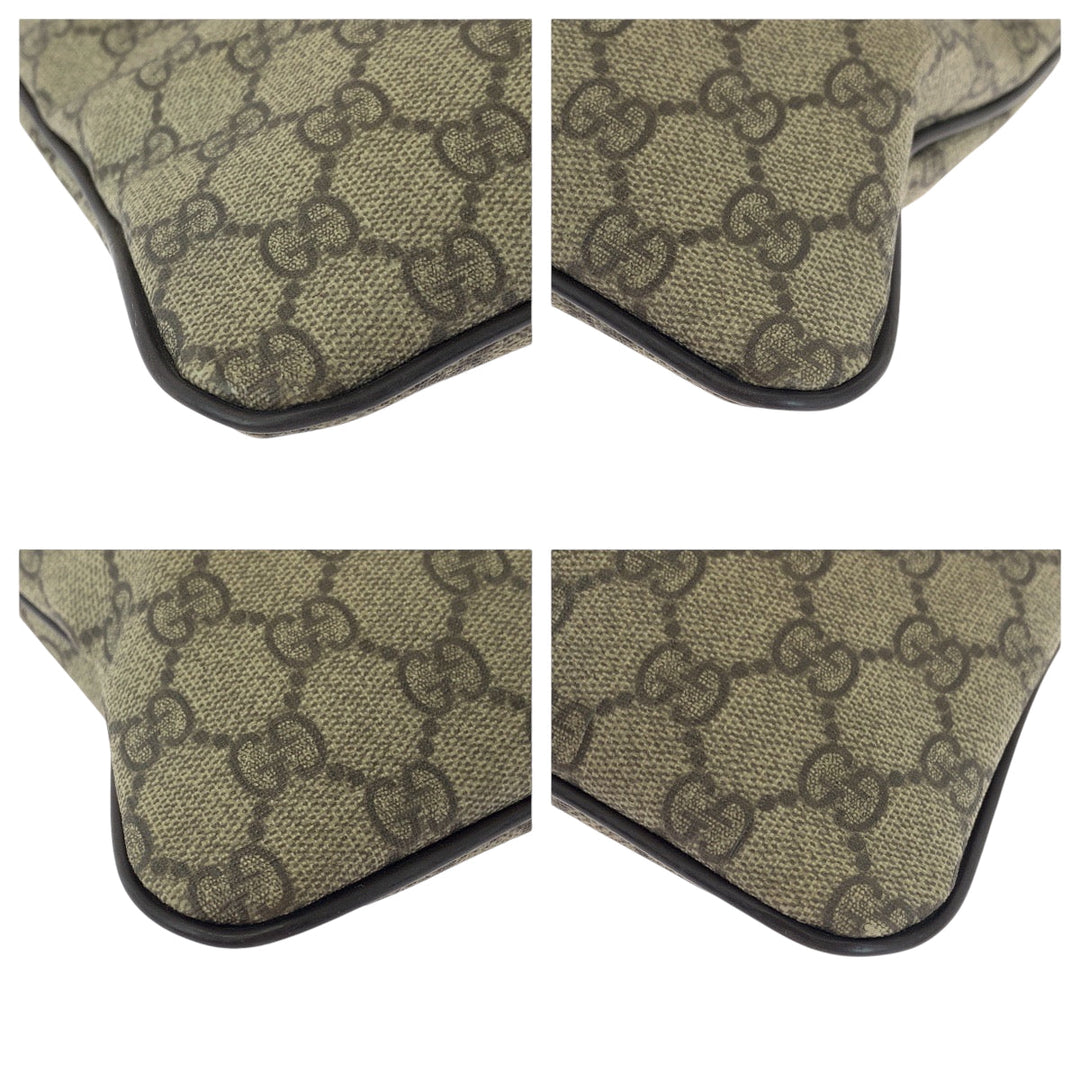 GUCCI Shoulder Bag 201446 GG Supreme Canvas Beige Brown Gold Metal Shoulder Bag pochette mens Used Authentic