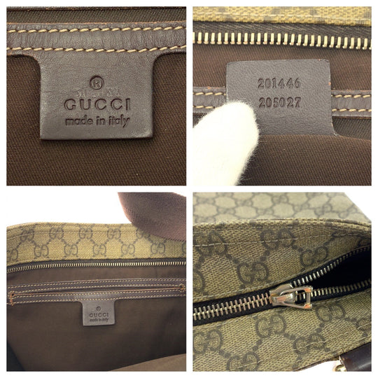 GUCCI Shoulder Bag 201446 GG Supreme Canvas Beige Brown Gold Metal Shoulder Bag pochette mens Used Authentic