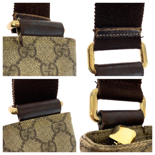 GUCCI Shoulder Bag 201446 GG Supreme Canvas Beige Brown Gold Metal Shoulder Bag pochette mens Used Authentic