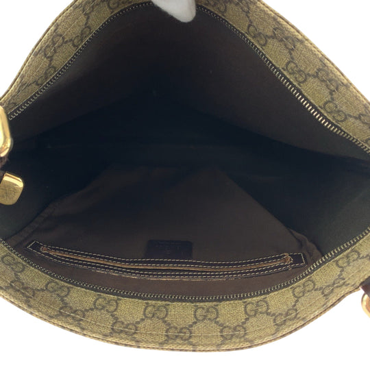 GUCCI Shoulder Bag 201446 GG Supreme Canvas Beige Brown Gold Metal Shoulder Bag pochette mens Used Authentic