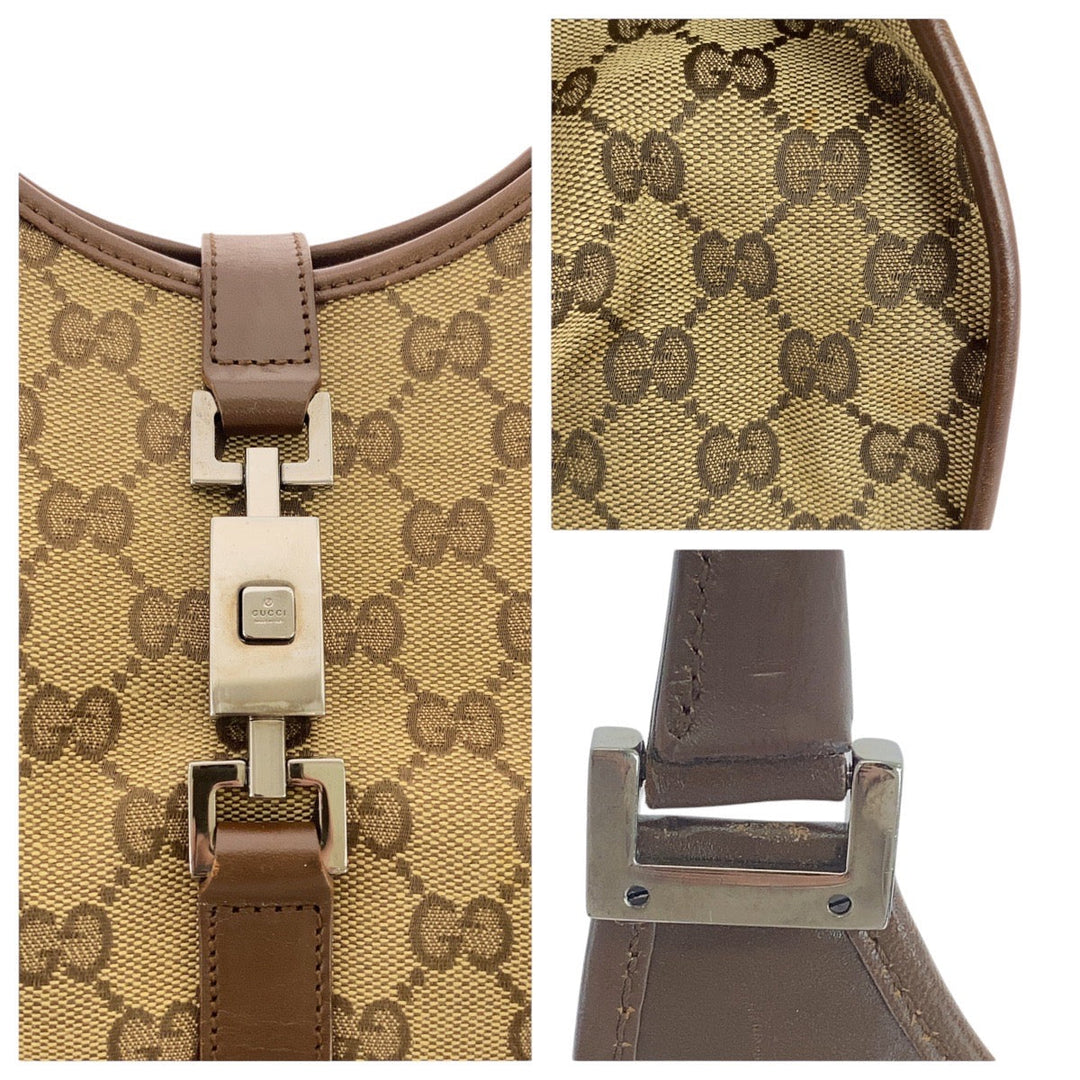 GUCCI Shoulder Bag 0021067 GG canvas, leather Beige brown Jackie Women Used Authentic