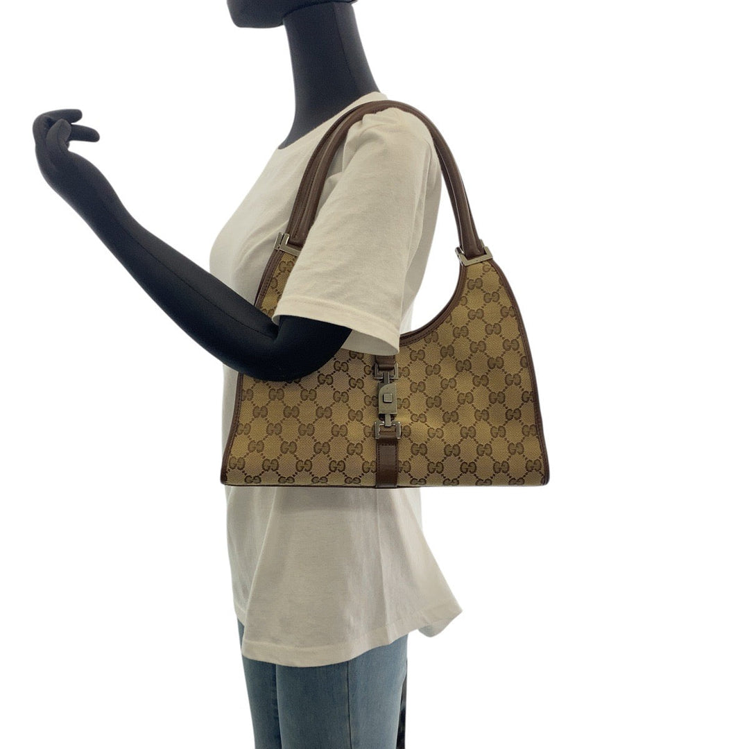 GUCCI Shoulder Bag 0021067 GG canvas, leather Beige brown Jackie Women Used Authentic