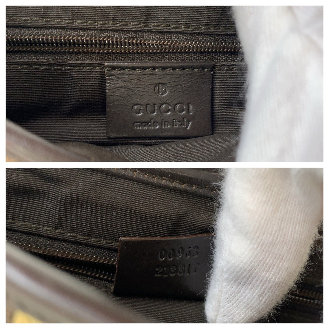 GUCCI Shoulder Bag 00963 GG canvas, leather Brown Silver Metal Shelly Line Jackie Women Used Authentic