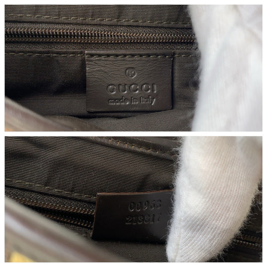 GUCCI Shoulder Bag 00963 GG canvas, leather Brown Silver Metal Shelly Line Jackie Women Used Authentic