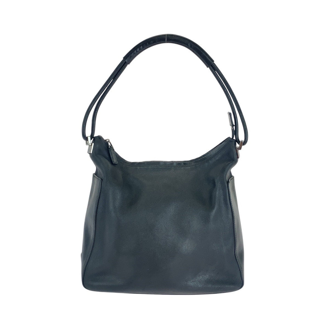 GUCCI Shoulder Bag 001 3766 leather Black SilverMetal Women Used Authentic