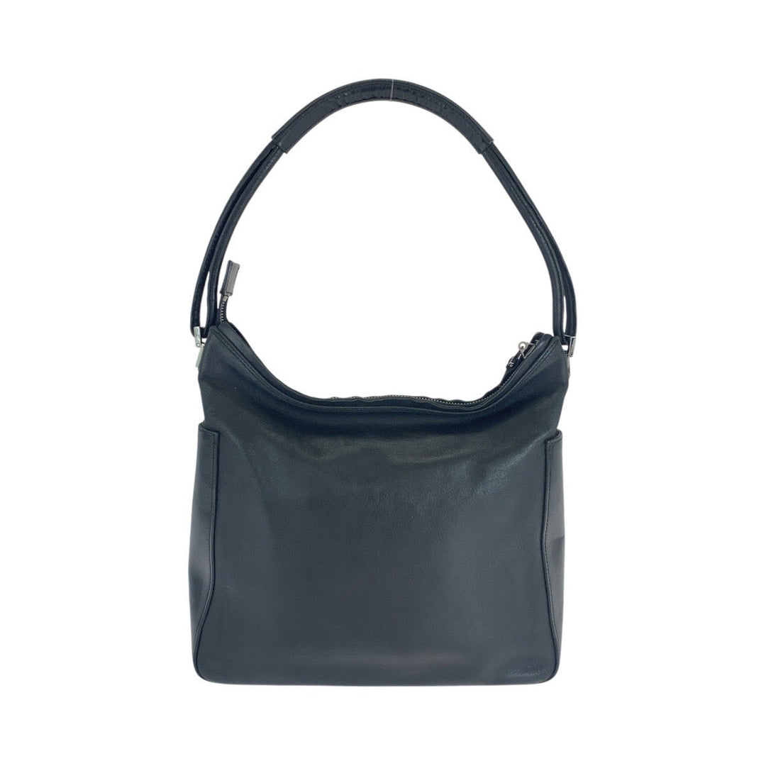 GUCCI Shoulder Bag 001 3766 leather Black SilverMetal Women Used Authentic