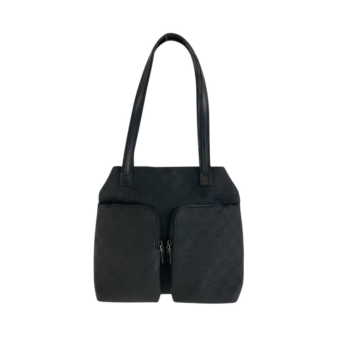 GUCCI Shoulder Bag 002 1076 GG canvas Black black Shoulder Bag Women Used Authentic