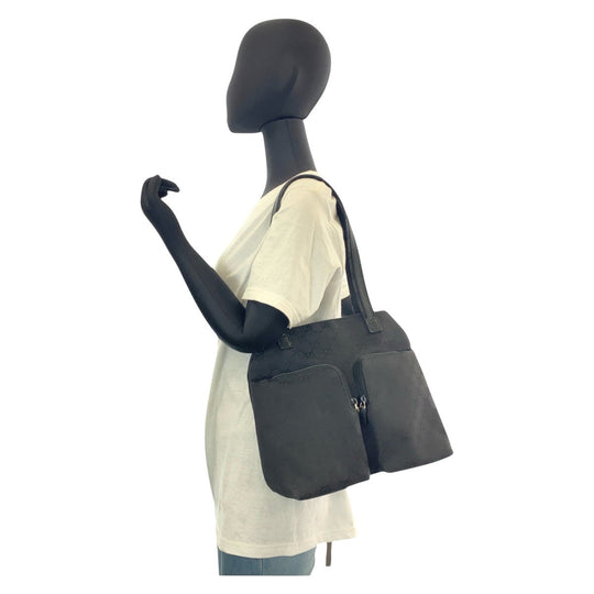 GUCCI Shoulder Bag 002 1076 GG canvas Black black Shoulder Bag Women Used Authentic