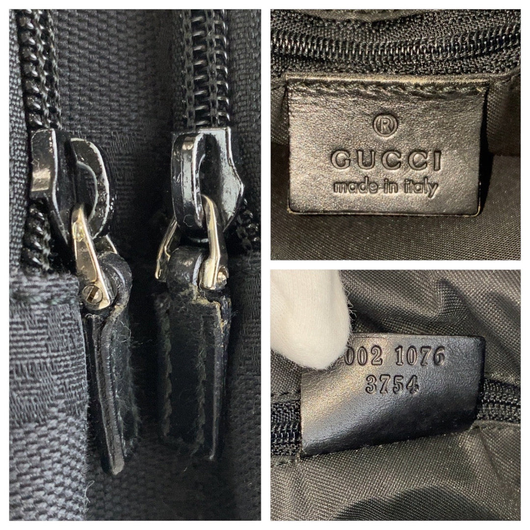 GUCCI Shoulder Bag 002 1076 GG canvas Black black Shoulder Bag Women Used Authentic