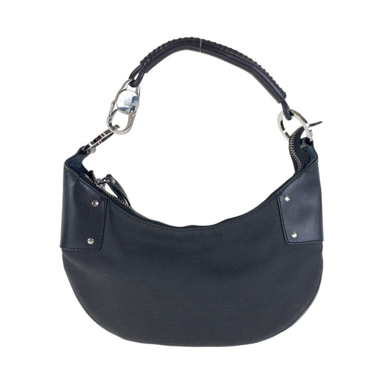 GUCCI Shoulder Bag 109208 Canvas, Leather Black Silver Metal Hobo Women Used Authentic