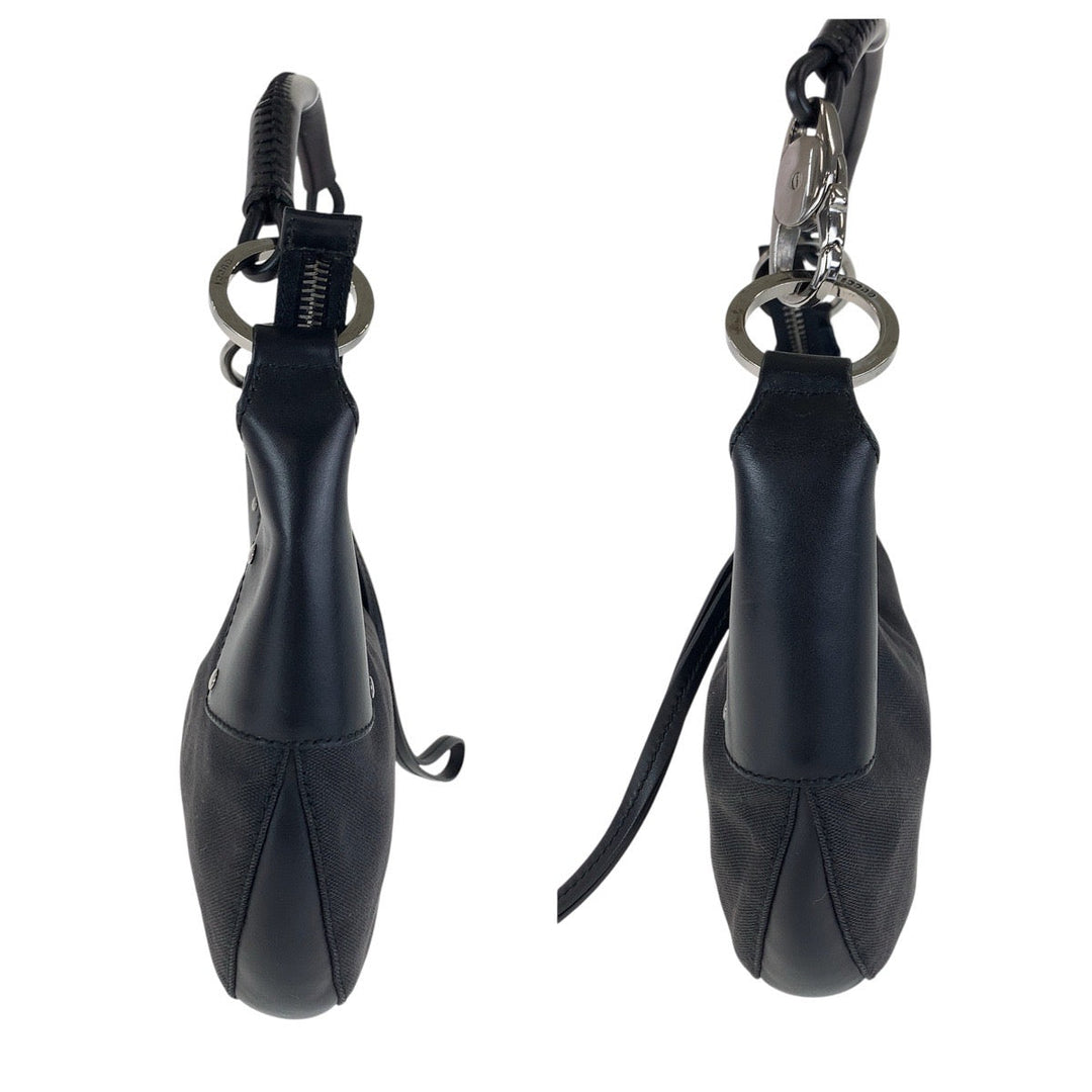 GUCCI Shoulder Bag 109208 Canvas, Leather Black Silver Metal Hobo Women Used Authentic