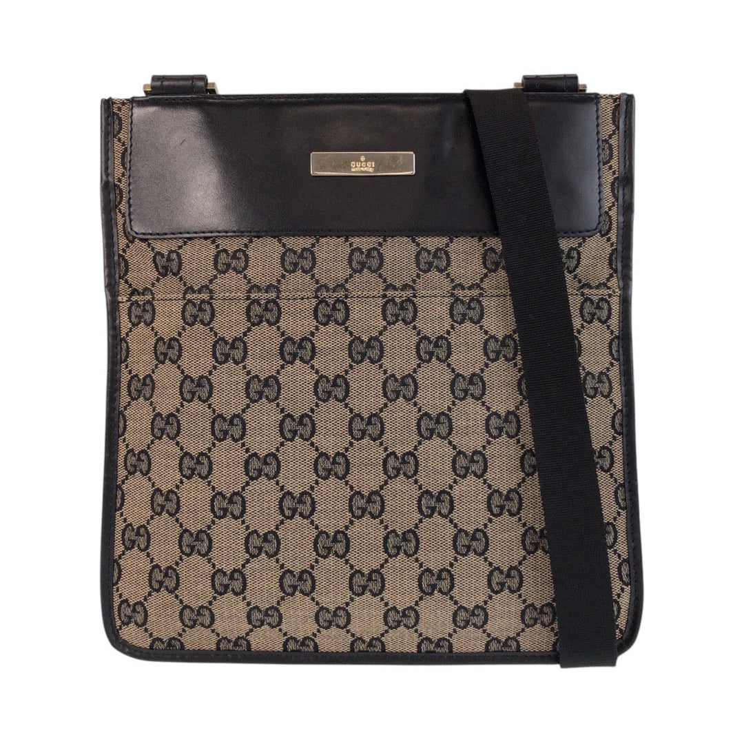 GUCCI Shoulder Bag 019 0348 GG canvas, leather Beige black Shoulder Bag pochette Women Used Authentic