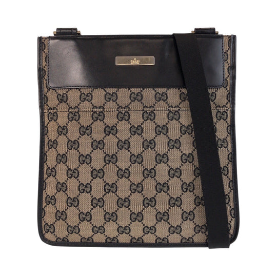 GUCCI Shoulder Bag 019 0348 GG canvas, leather Beige black Shoulder Bag pochette Women Used Authentic