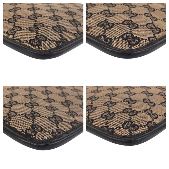 GUCCI Shoulder Bag 019 0348 GG canvas, leather Beige black Shoulder Bag pochette Women Used Authentic