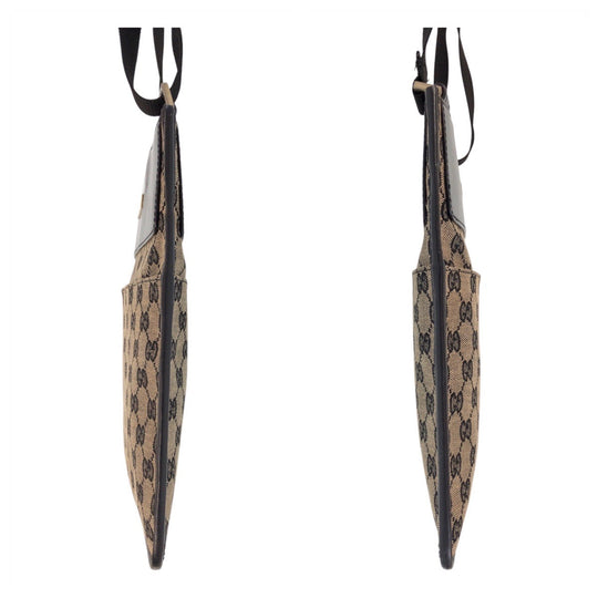 GUCCI Shoulder Bag 019 0348 GG canvas, leather Beige black Shoulder Bag pochette Women Used Authentic