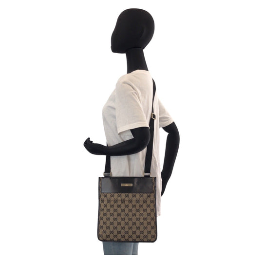 GUCCI Shoulder Bag 019 0348 GG canvas, leather Beige black Shoulder Bag pochette Women Used Authentic