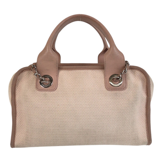 CHANEL Shoulder Bag Canvas, Leather Pink SilverMetal Shoulder Bag handbag Deauville COCO Mark Women Used Authentic