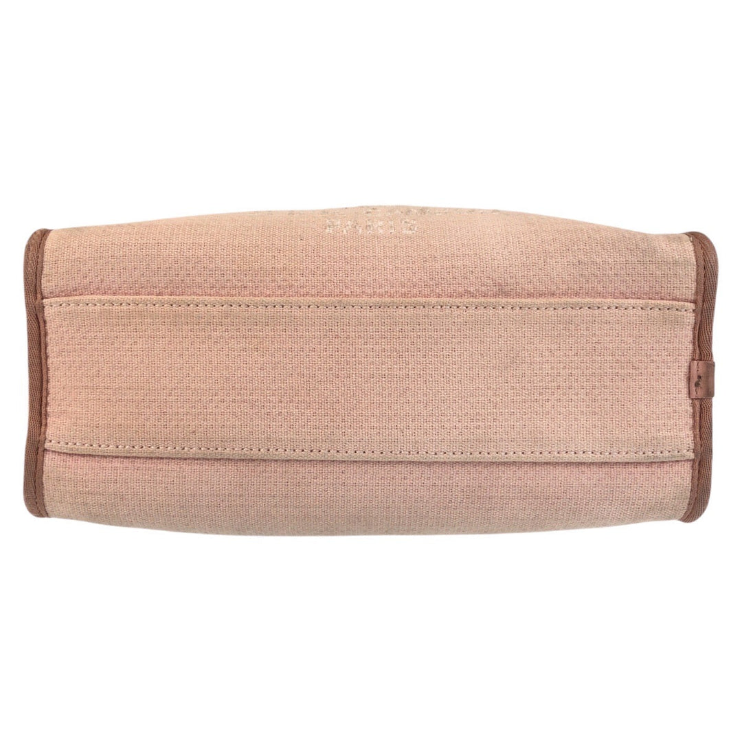 CHANEL Shoulder Bag Canvas, Leather Pink SilverMetal Shoulder Bag handbag Deauville COCO Mark Women Used Authentic