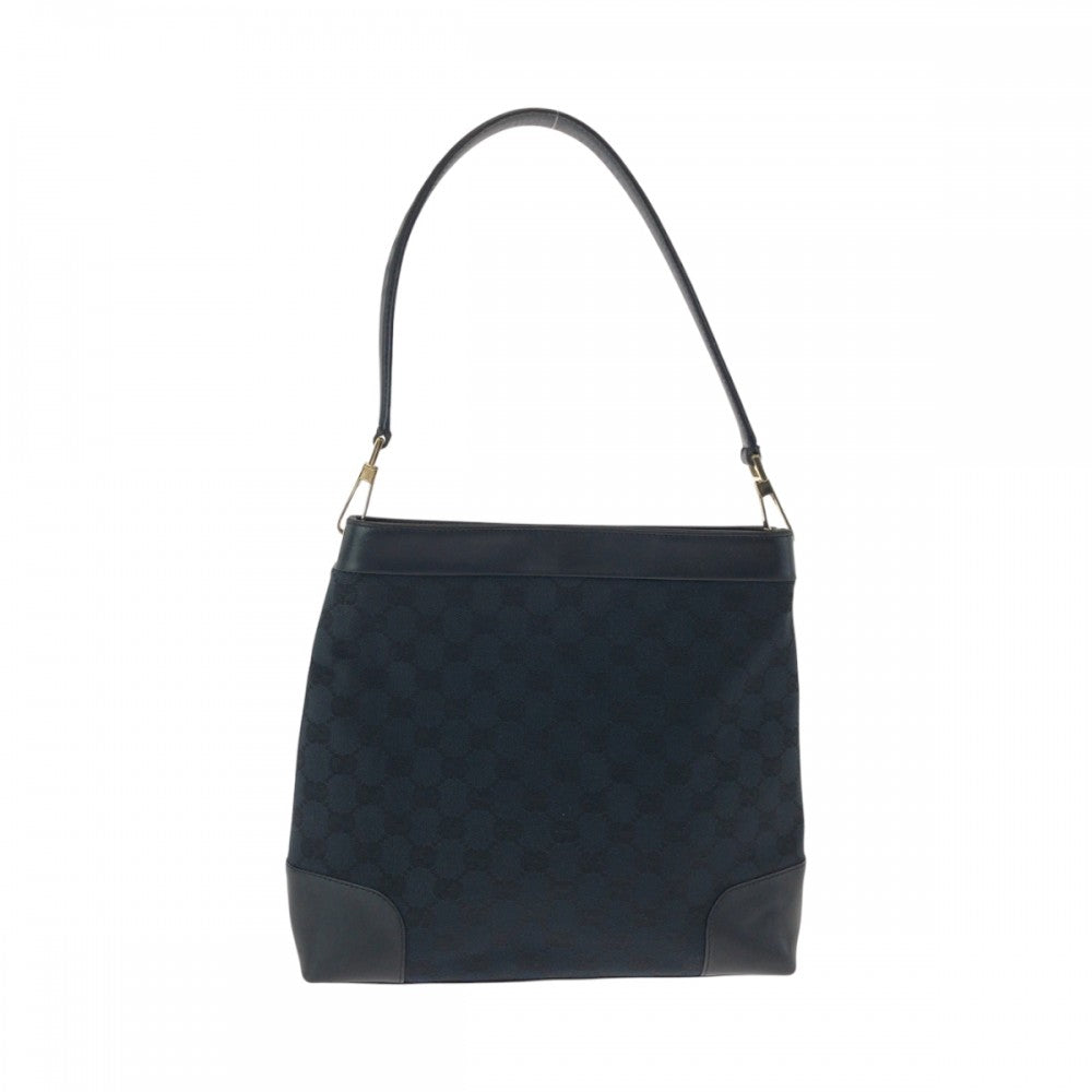 GUCCI Shoulder Bag 001 4231 GG canvas Black Silver Metal Shoulder Bag handbag Women Used Authentic