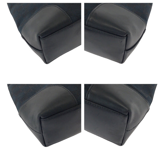 GUCCI Shoulder Bag 001 4231 GG canvas Black Silver Metal Shoulder Bag handbag Women Used Authentic